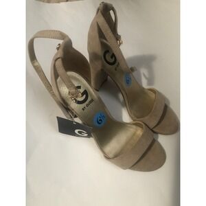 G by Guess Y2K coquette Women's  Beige Suede Block Heel Ankle Strap Sandals 6.5